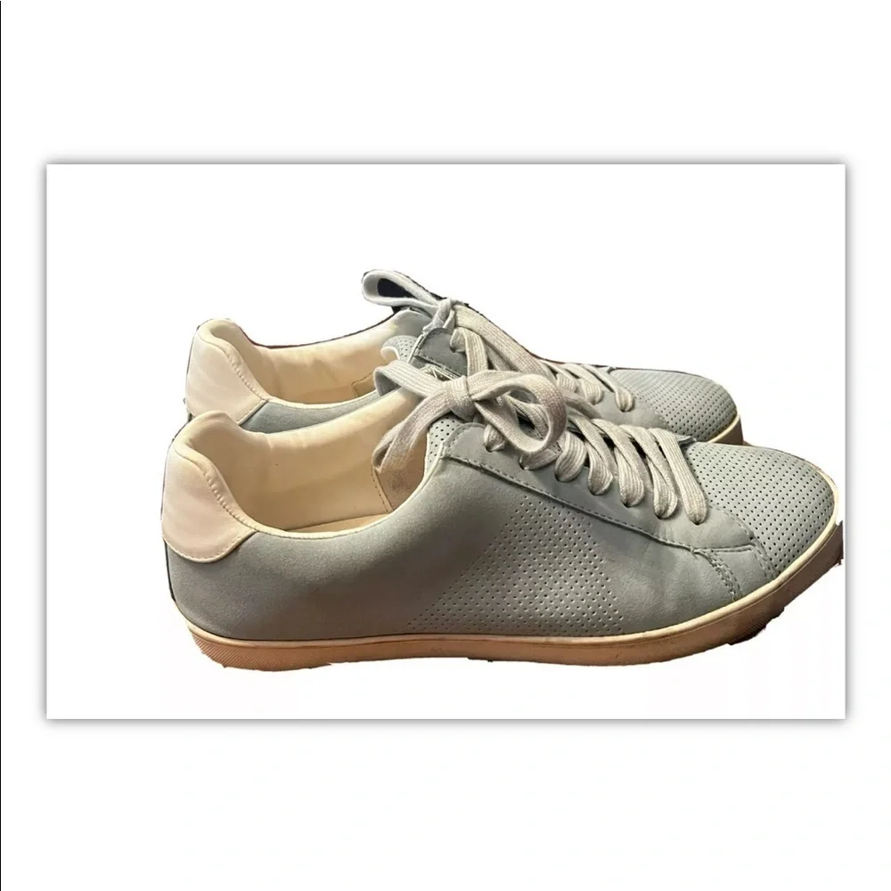 ZARA Mens 41 US 8 Blue Suede White Trim Casual Retro Sneakers Athletic Shoes